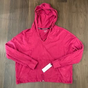 NWT Calvin Klein Performance Hooded Burgundy Pink long Sleeve Top